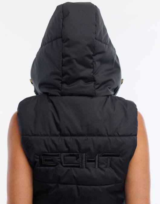 ECHT jaqueta colete essentia preto roupas mulheres P22N64