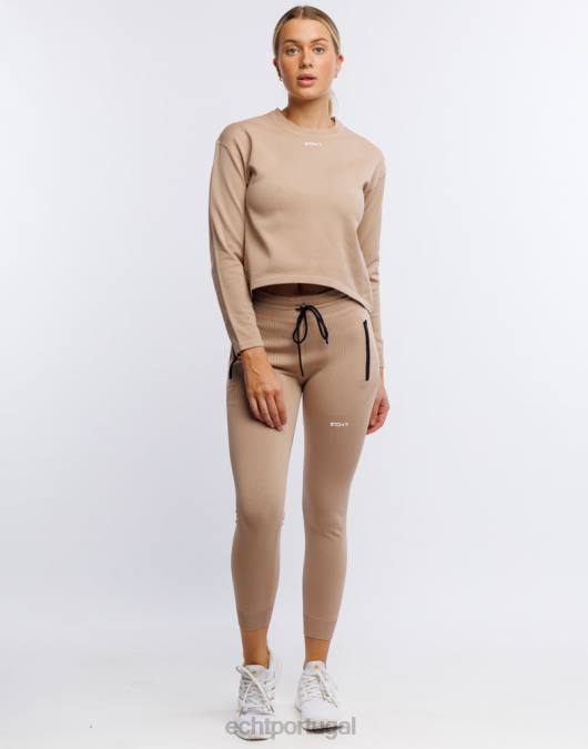 ECHT joggers de malha fase creme branco roupas mulheres P22N516