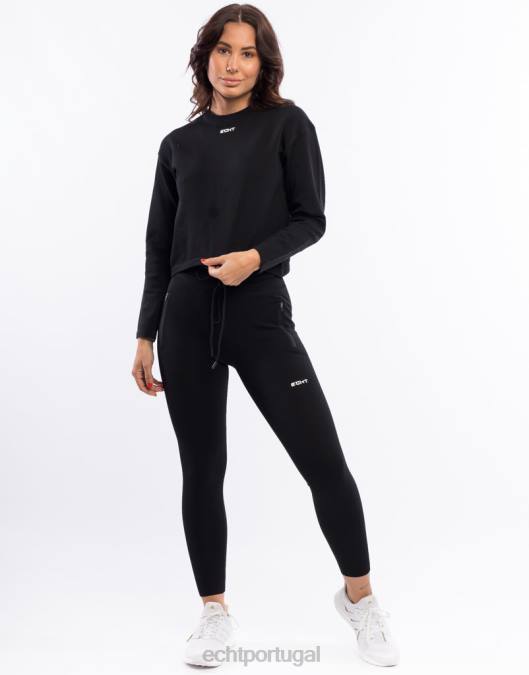 ECHT jumper de malha de fase preto roupas mulheres P22N512