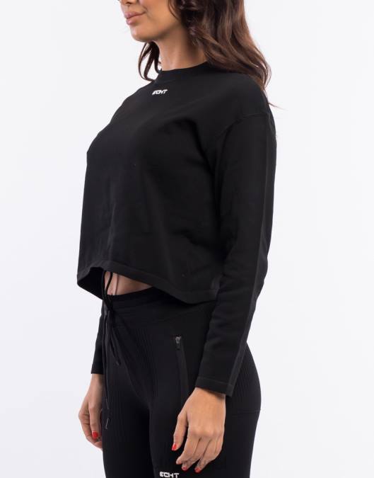 ECHT jumper de malha de fase preto roupas mulheres P22N512