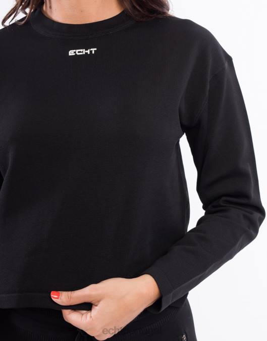 ECHT jumper de malha de fase preto roupas mulheres P22N512