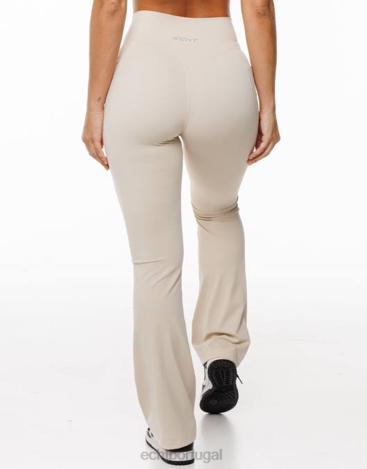 ECHT legging com bolso flare aveia roupas mulheres P22N167