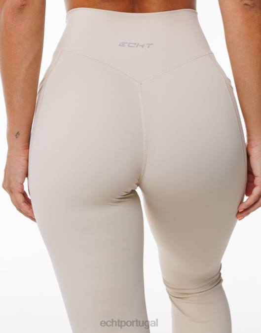 ECHT legging com bolso flare aveia roupas mulheres P22N167