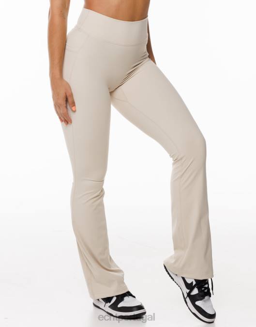 ECHT legging com bolso flare aveia roupas mulheres P22N167