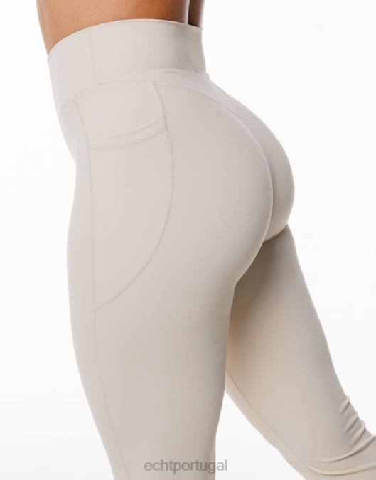 ECHT legging com bolso flare aveia roupas mulheres P22N167