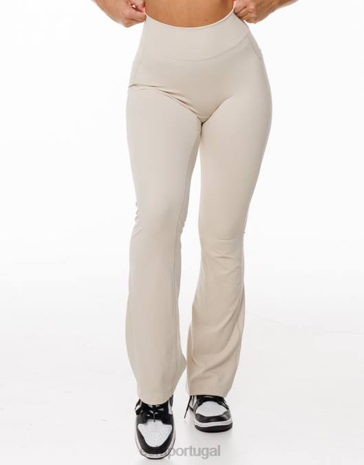 ECHT legging com bolso flare aveia roupas mulheres P22N167