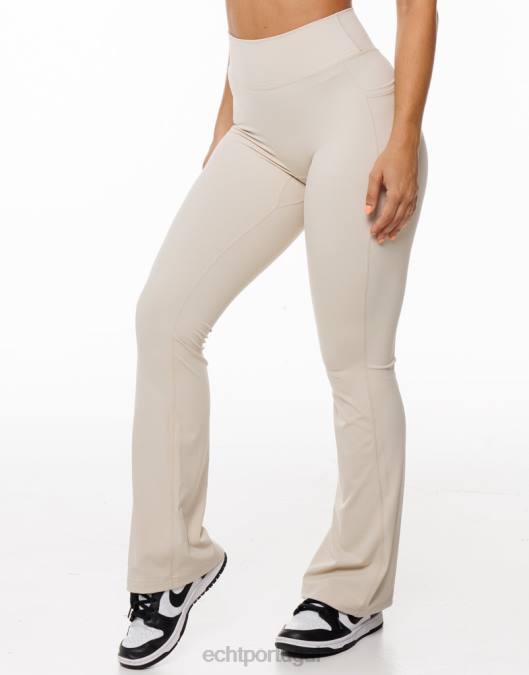 ECHT legging com bolso flare aveia roupas mulheres P22N167