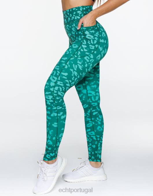 ECHT legging de bolso avant verde esmeralda roupas mulheres P22N383