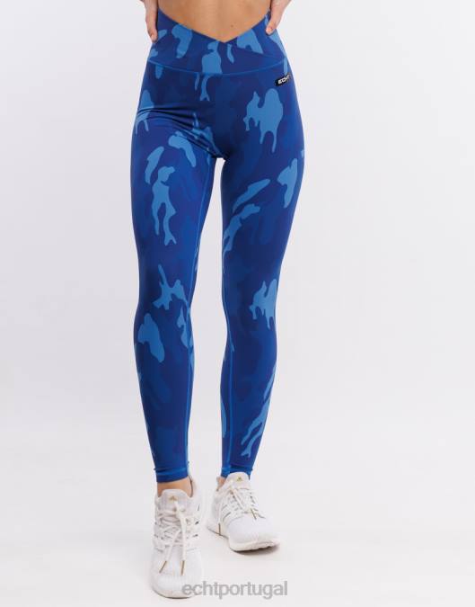 ECHT legging hiper camuflada hiper azul roupas mulheres P22N208