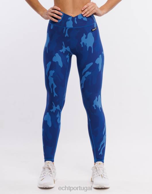 ECHT legging hiper camuflada hiper azul roupas mulheres P22N208