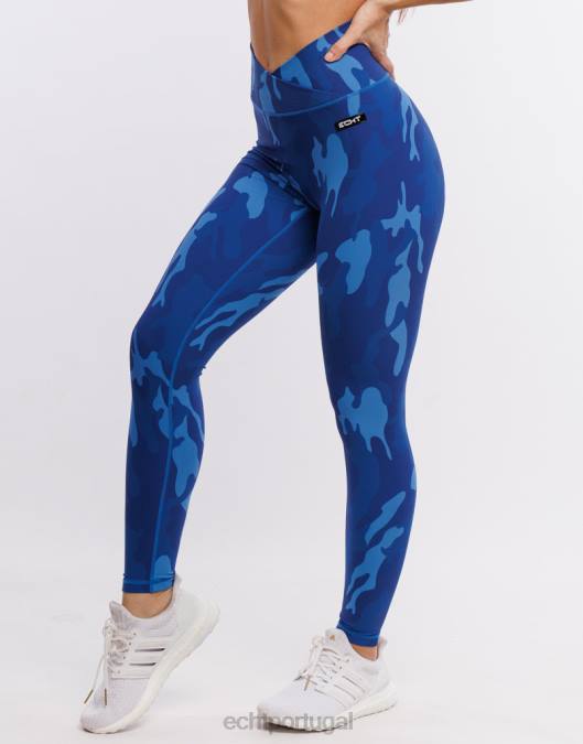 ECHT legging hiper camuflada hiper azul roupas mulheres P22N208
