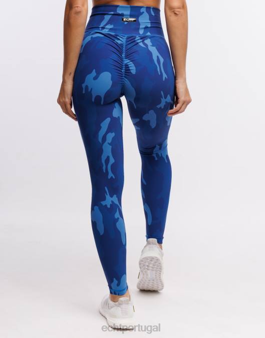 ECHT legging hiper camuflada hiper azul roupas mulheres P22N208