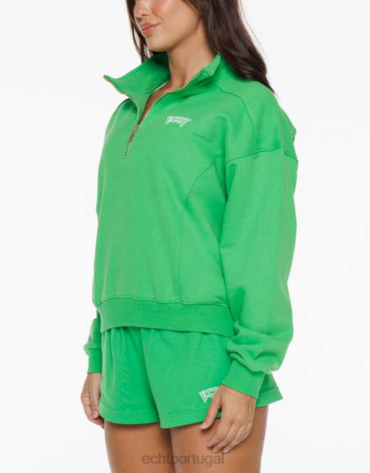 ECHT pulôver tour com zíper 1/4 verde clássico roupas mulheres P22N103
