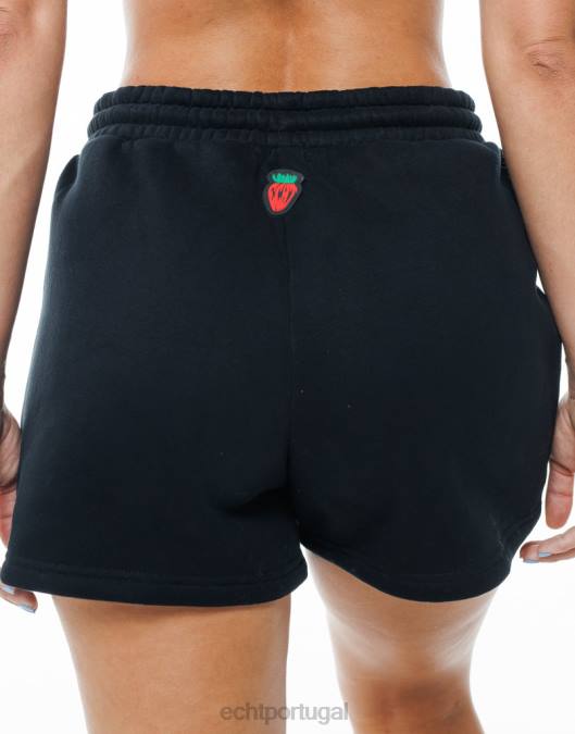 ECHT shorts de morango preto roupas mulheres P22N171