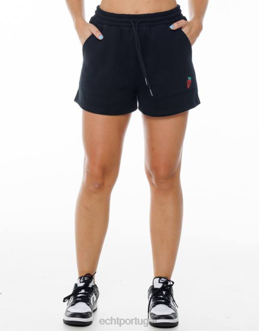 ECHT shorts de morango preto roupas mulheres P22N171