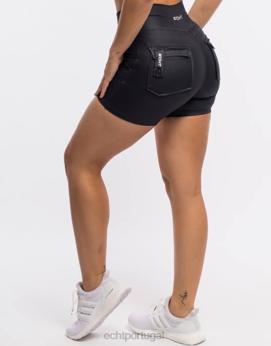 ECHT shorts essência preto roupas mulheres P22N123