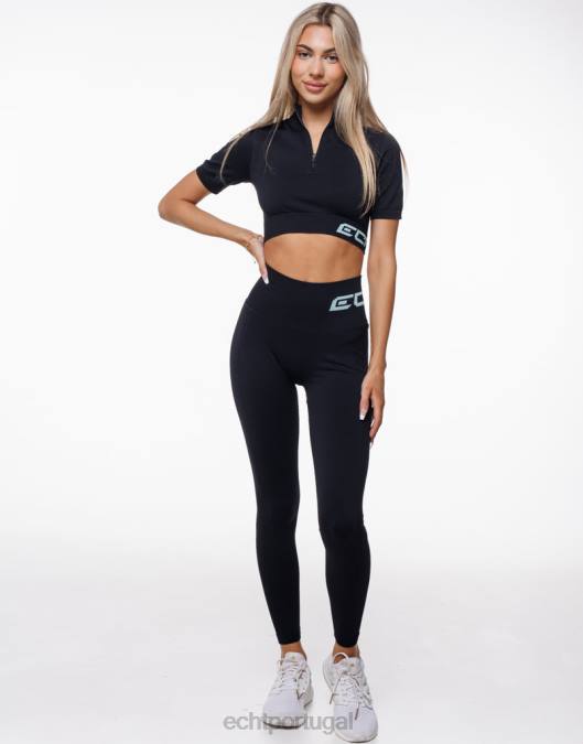 ECHT surge estilo manga curta Preto Verde roupas mulheres P22N370
