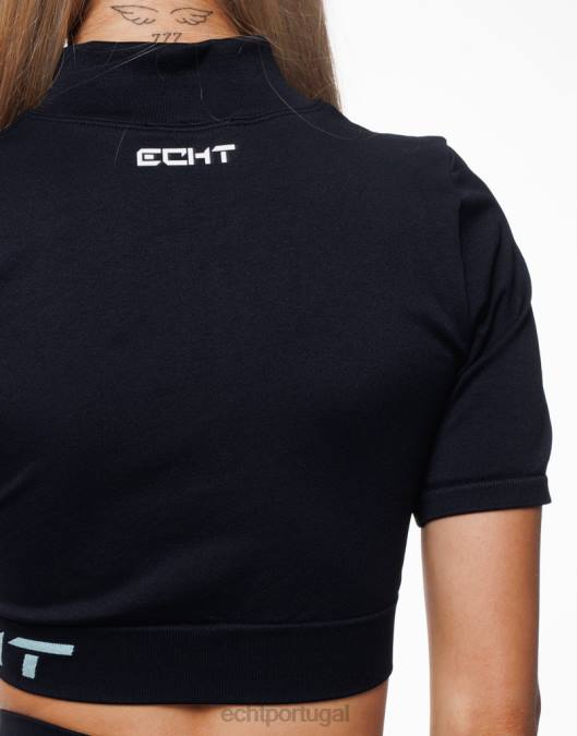ECHT surge estilo manga curta Preto Verde roupas mulheres P22N370