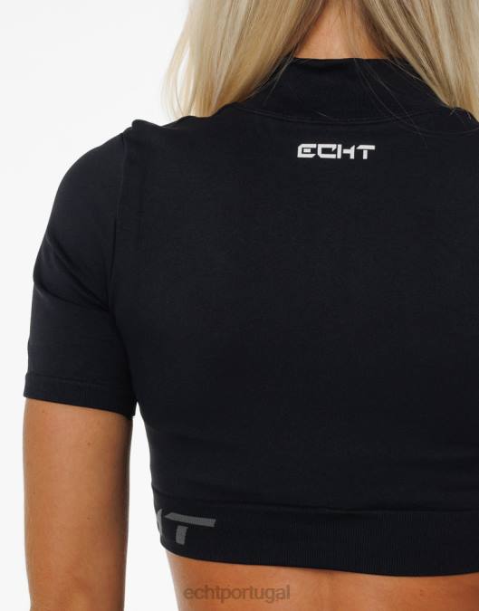 ECHT surge estilo manga curta preto roupas mulheres P22N76