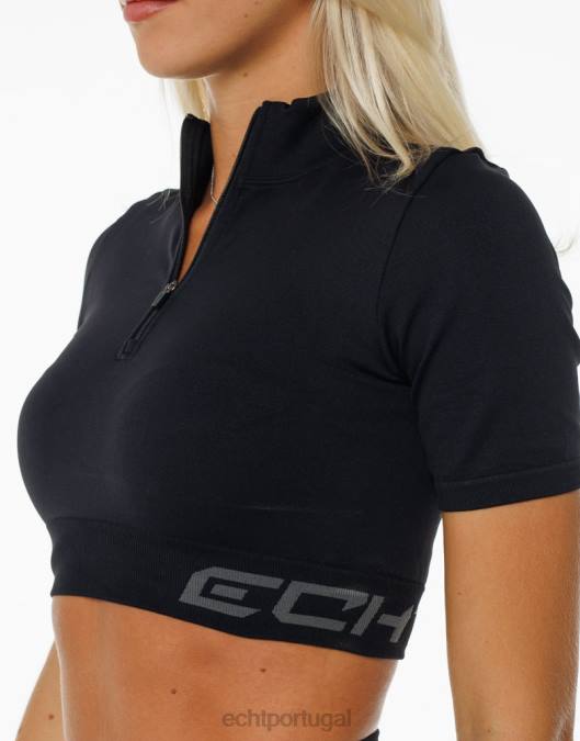 ECHT surge estilo manga curta preto roupas mulheres P22N76