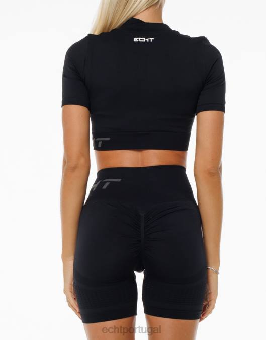 ECHT surge estilo manga curta preto roupas mulheres P22N76