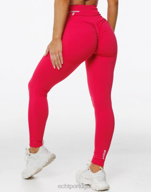 ECHT surgir leggings scrunch vermelho magenta roupas mulheres P22N45