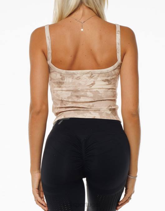 ECHT tanque com nervuras camuflado marrom roupas mulheres P22N242