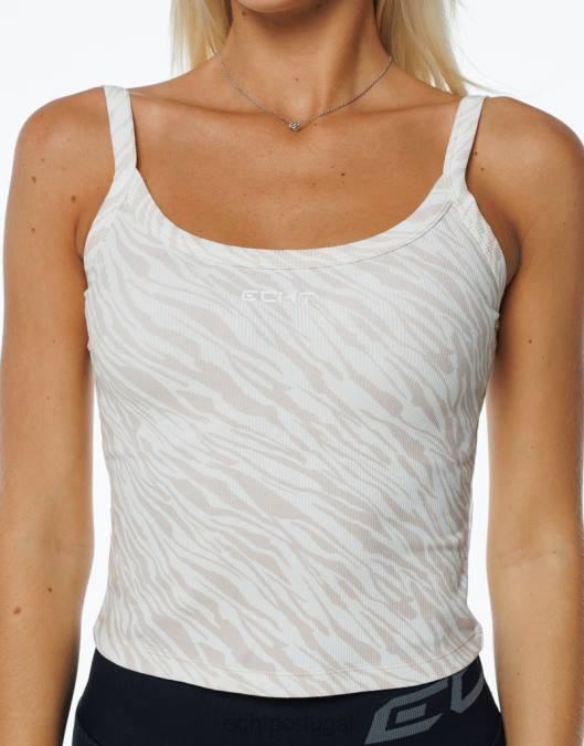 ECHT tanque com nervuras zebra marrom claro roupas mulheres P22N244