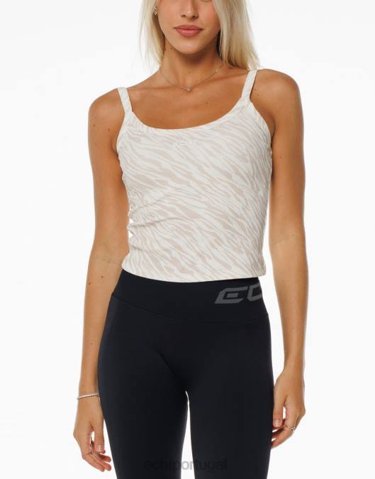 ECHT tanque com nervuras zebra marrom claro roupas mulheres P22N244
