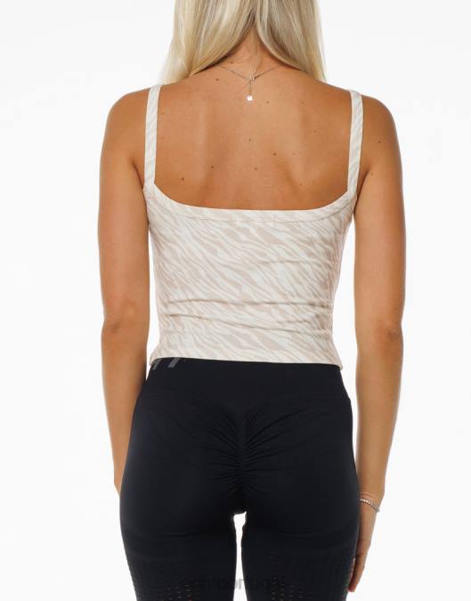 ECHT tanque com nervuras zebra marrom claro roupas mulheres P22N244