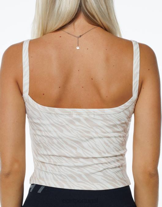 ECHT tanque com nervuras zebra marrom claro roupas mulheres P22N244